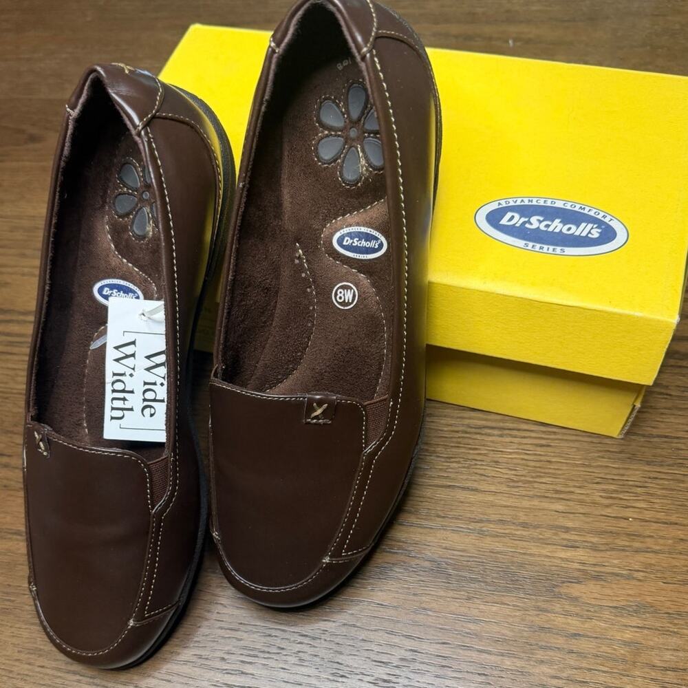 Dr Scholls Women's Brown Leather Slip On Comfort Shoes Loafers 8W